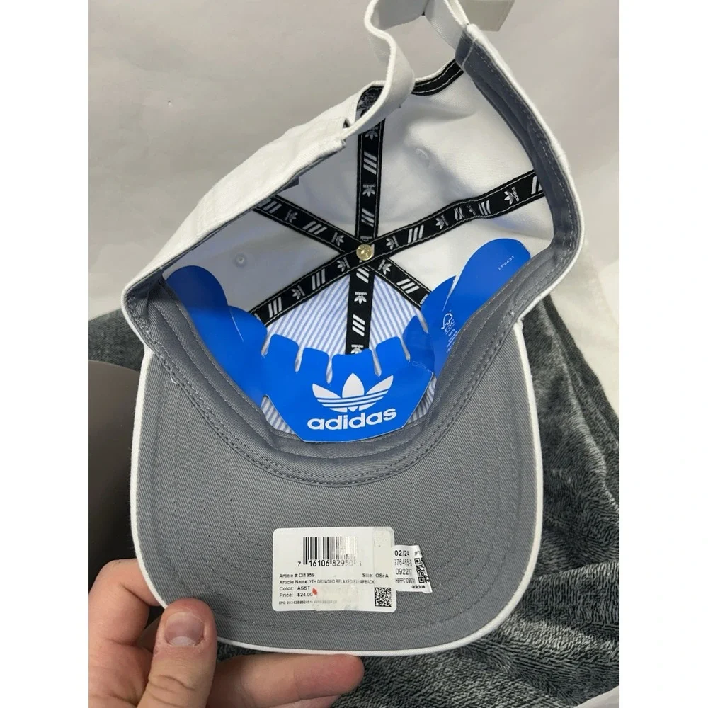Adidas Boys Adjustable White Washed Relaxed Trefoil Hat